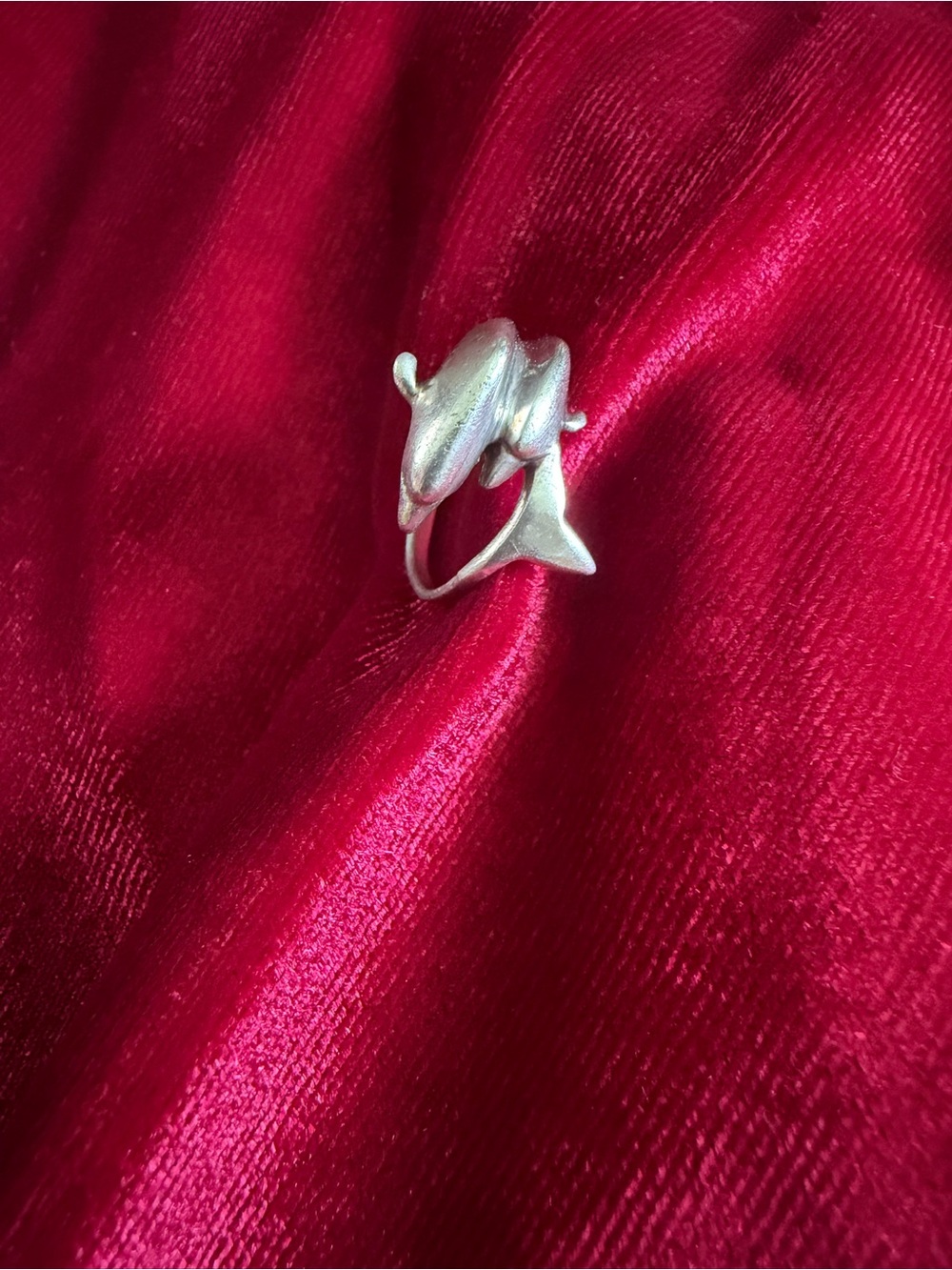 Vintage Sterling Silver dolphins Bypass Ring